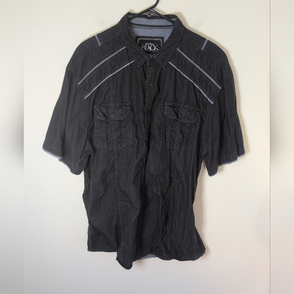 Buckle BLACK‎ Shirt Men's XXL Charcoal Athletic Fit Double/Triple Stitch Casual